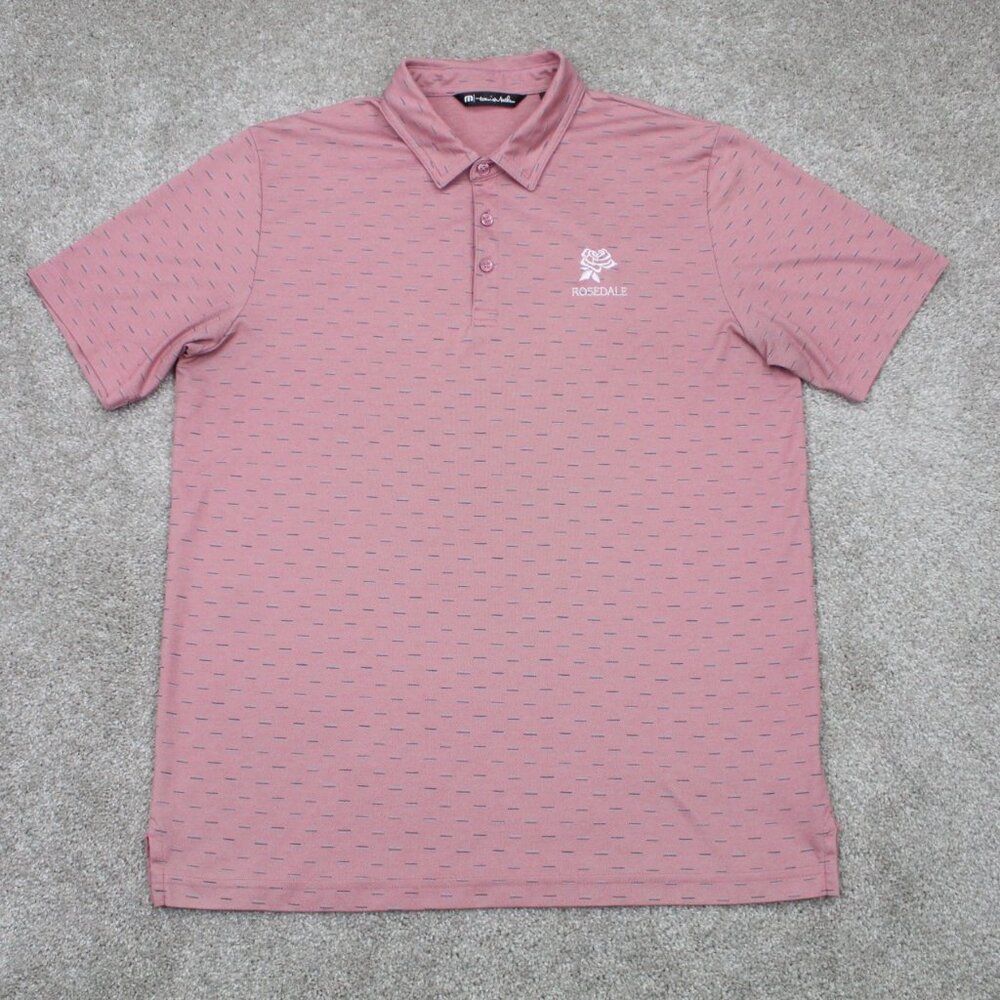 Travis Mathew Polo Shirt Mens Large‎ Pink Geometric Pima Cotton Blend Golf S/S